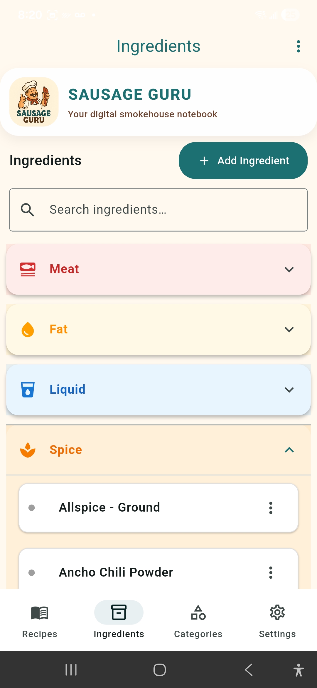 Ingredient manager